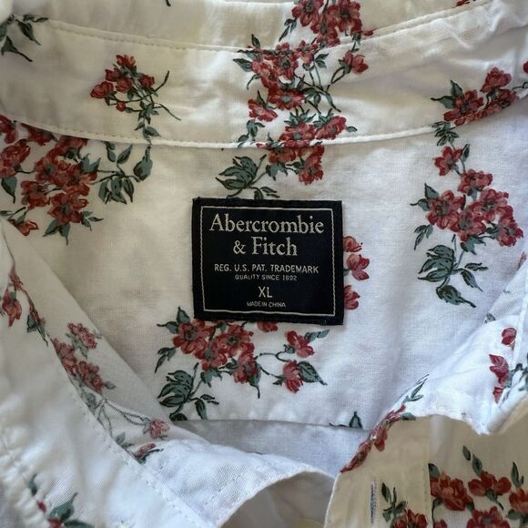 Men’s Abercrombie & Fitch Floral Half Button Pullover Short Sleeve Shirt Size XL - Picture 6 of 8